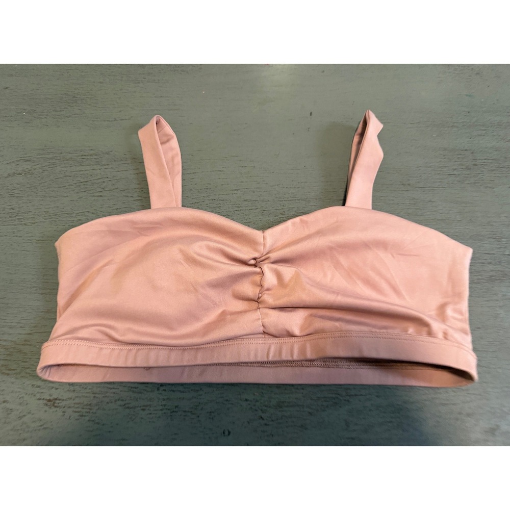 X by Gottex Womens Ruched Sweetheart Sports Bra Mauve Pink Size L RN152265